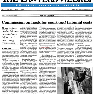 Lawyers Weekly (May 1,1998) p.5 -  Simm convinces Div.Ct. to exonerate Poulton